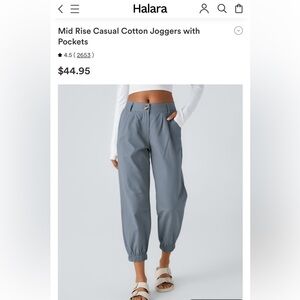HALARA Small Regular NWT Cotton Joggers with Pockets- Sea fog blue color